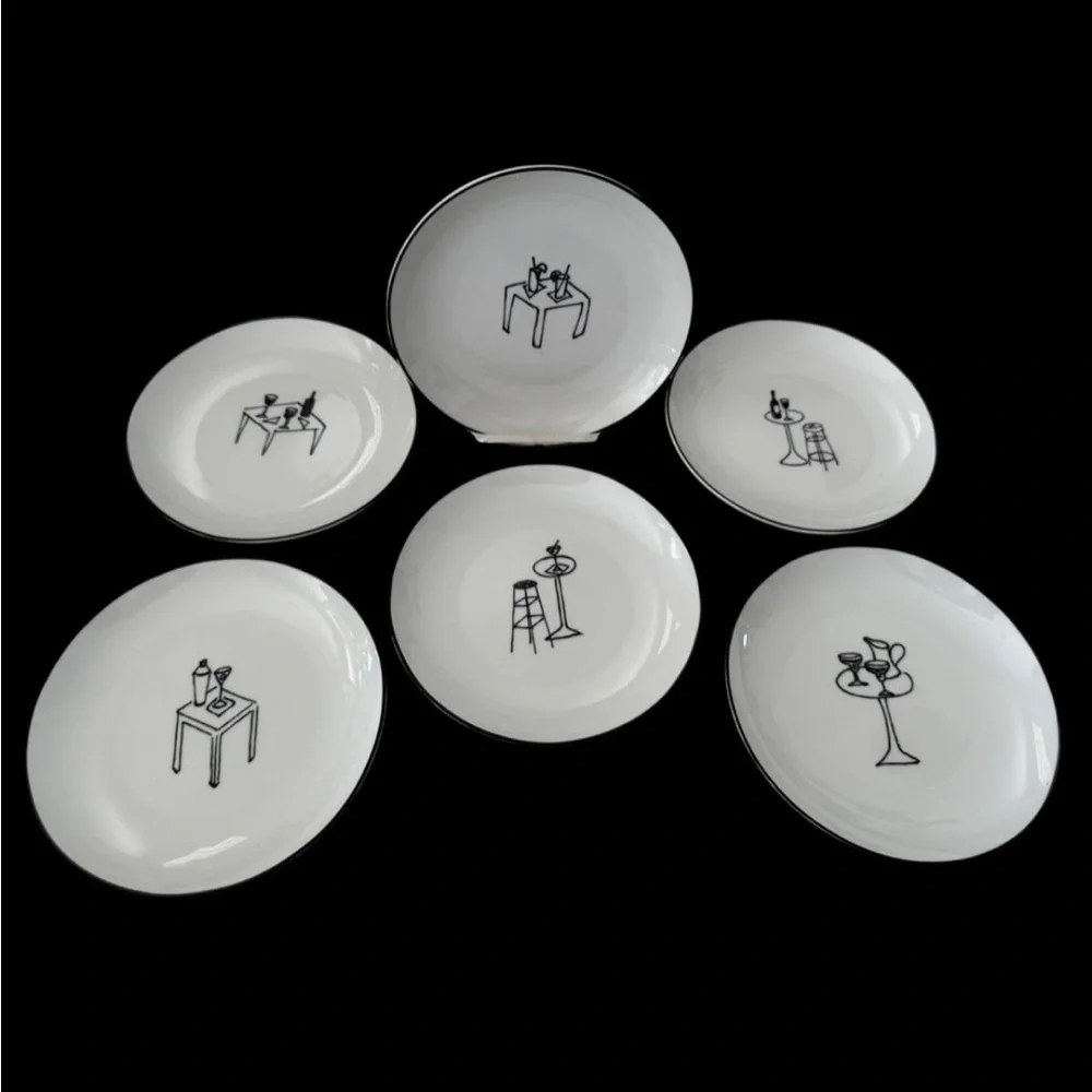 Crate & Barrel White Porcelain Party Plates Set of 6 | 6½
